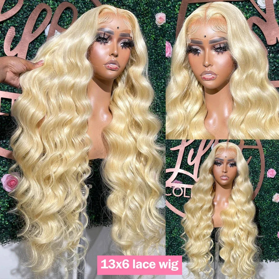 13x6 HD Lace Frontal Wig – 13x4 Transparent 613 Blonde Body Wave Human Hair Wig, 250 Density