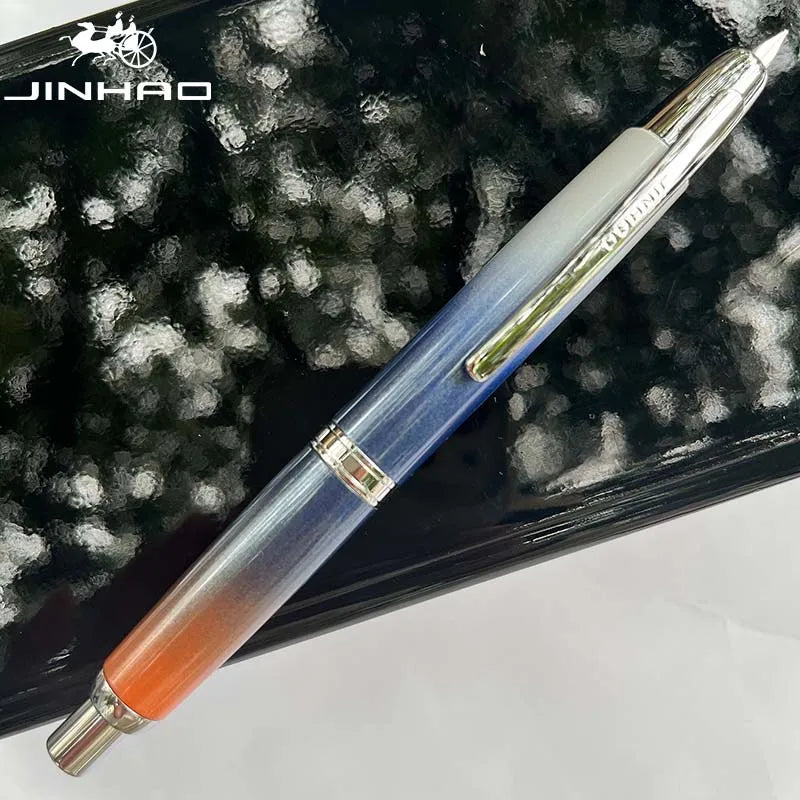 Jinhao 10 Metal Fountain Pen – Press-Out Nib, Retractable Fine Nib with Ink Converter
