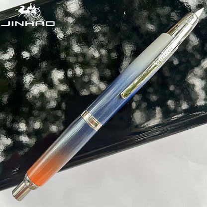 Jinhao 10 Metal Fountain Pen – Press-Out Nib, Retractable Fine Nib with Ink Converter