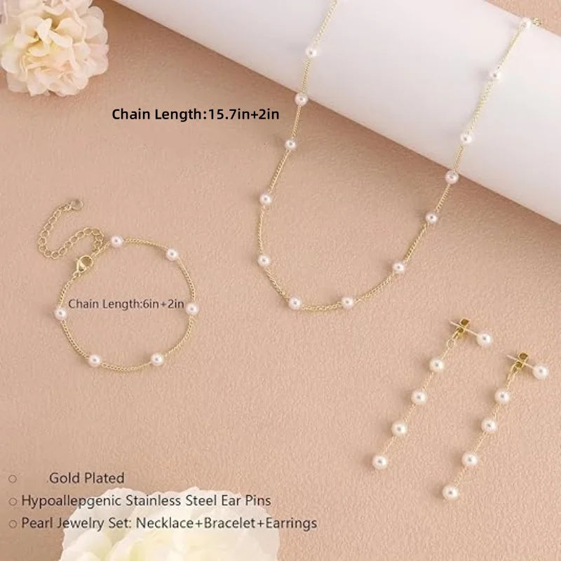 Unique Beaded Jewelry Set with Tassel Pearl Necklace – Retro Chain Choker for Women