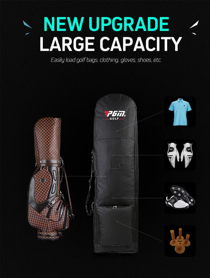 PGM Golf Aviation Bag – Large Capacity Foldable Golf Bag with Silent Wheels for Airplane Travel, HKB002