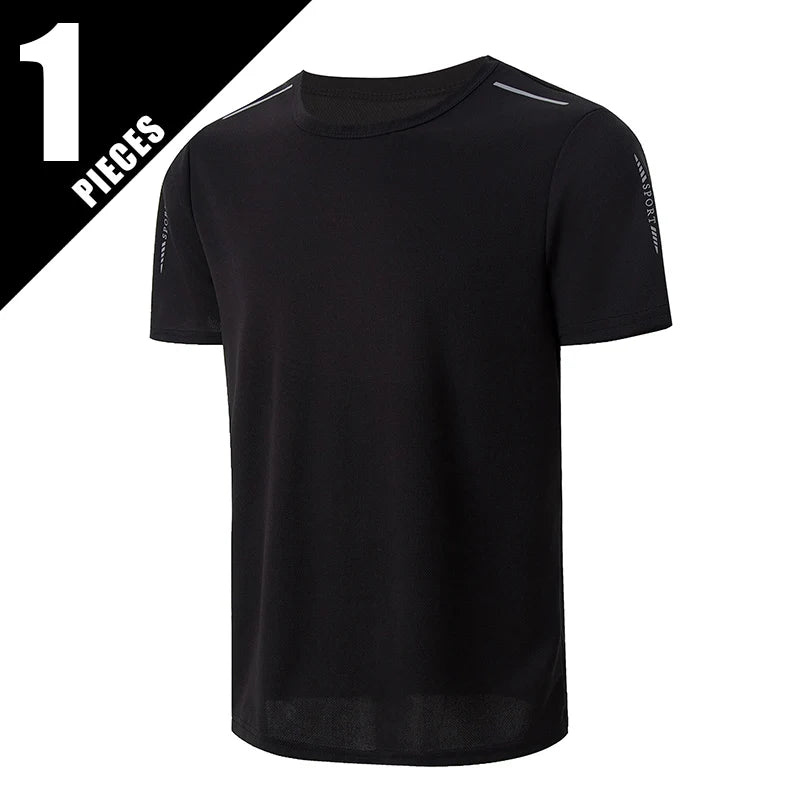 Men’s Summer Quick-Dry Sports T-Shirt – Printed Short Sleeve Loose Fit Athletic Running & Fitness Top for Teens and Adults