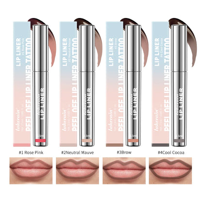Waterproof Peel-Off Lip Liner & Tattoo Lip Gloss – Long-Lasting Matte Lip Tint & Brown Contour Lip Stain