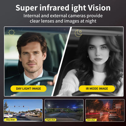3-Channel Dash Camera 1080P HD - Front, Interior & Rear View Recorder with Night Vision & Loop Recording