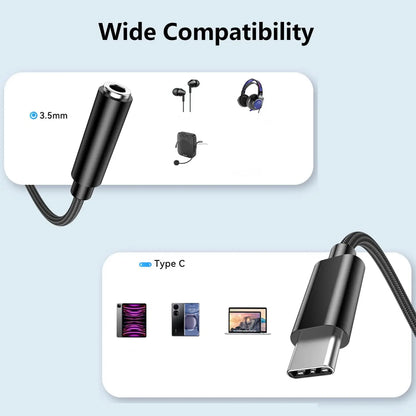 USB-C to 3.5mm Headphone Adapter - Audio Jack Converter for Huawei, Xiaomi, Samsung, OnePlus, and Compatible Devices