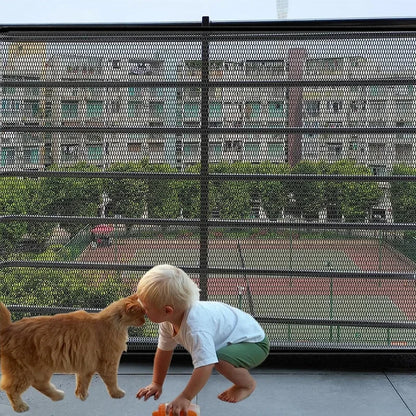 Pet Dog Barrier Fence – Folding Breathable Mesh Playpen with 4 Hooks for Safety, Isolation & Stairs Gate