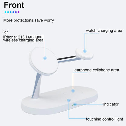 3-in-1 Magnetic Wireless Charger Stand: Fast Charging Station for iPhone 12/13/14/15, Apple Watch 9/8/7/6/5, Airpods 2/3 Pro