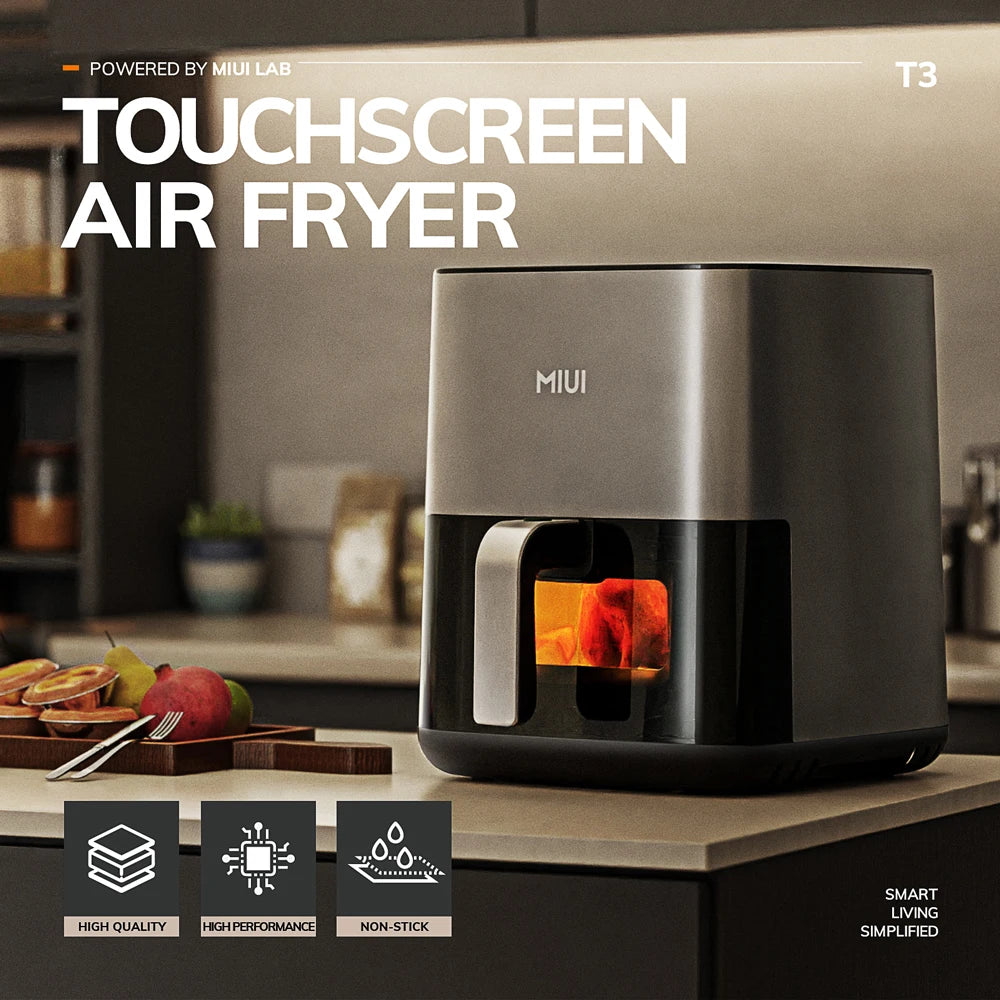 MIUI 5L Air Fryer - Electric Hot Fryer Oven Oilless Cooker with Touch Control, Nonstick Basket, and Visible Window - Family Size