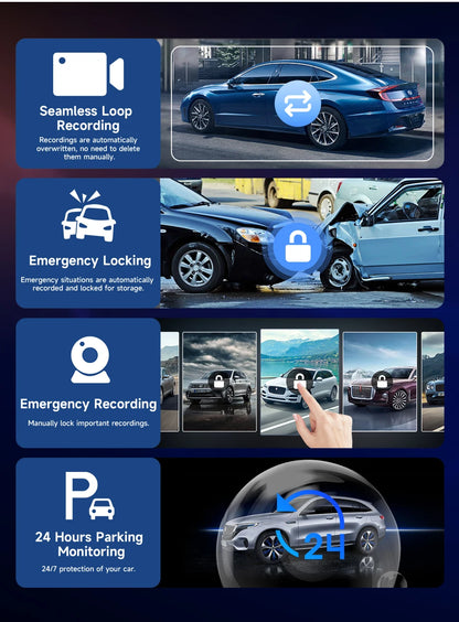 11.26-inch 4K Car DVR Dash Cam – Dual Lens Wireless CarPlay & Android Auto, GPS Navigation, 5G WiFi, FM, AUX Video Recorder Monitor