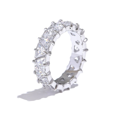 Women’s Stainless Steel Heart CZ Bling Ring – Shiny Cubic Zirconia Fashion Jewelry