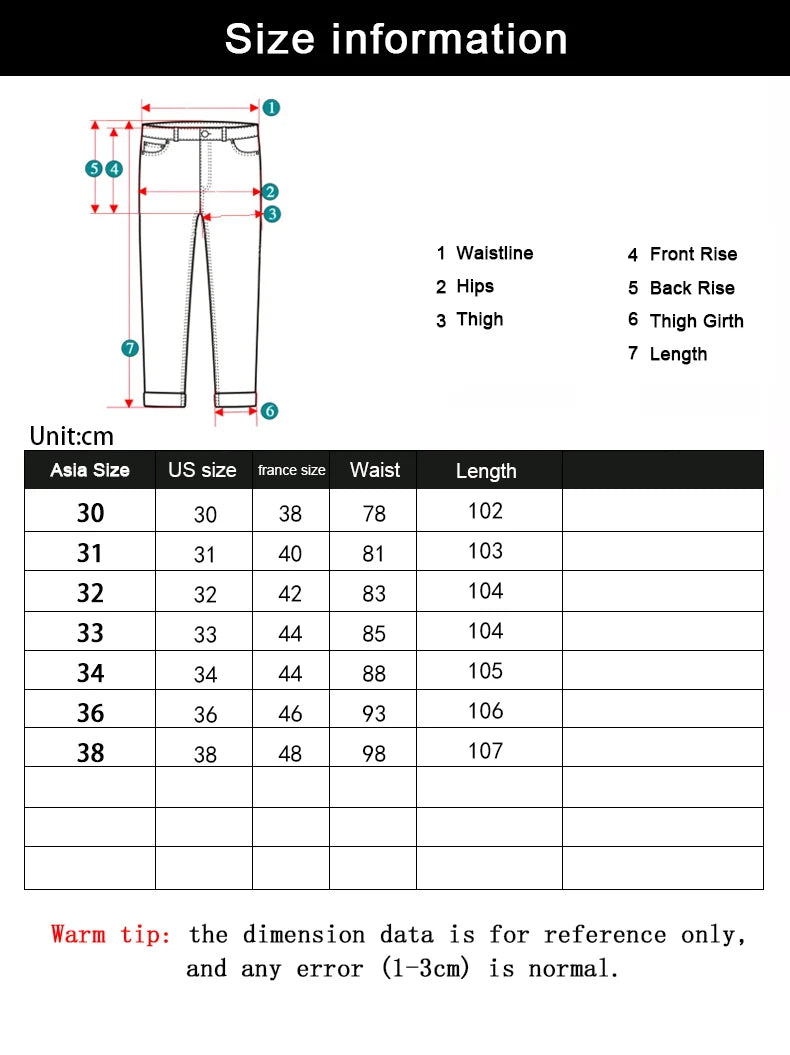 Men’s Classic Black Jeans — Soft Biker Denim Pants Jean Homme Pantalones Hombre Masculino Overalls, Sizes 32-38
