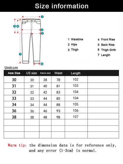Men’s Classic Black Jeans — Soft Biker Denim Pants Jean Homme Pantalones Hombre Masculino Overalls, Sizes 32-38