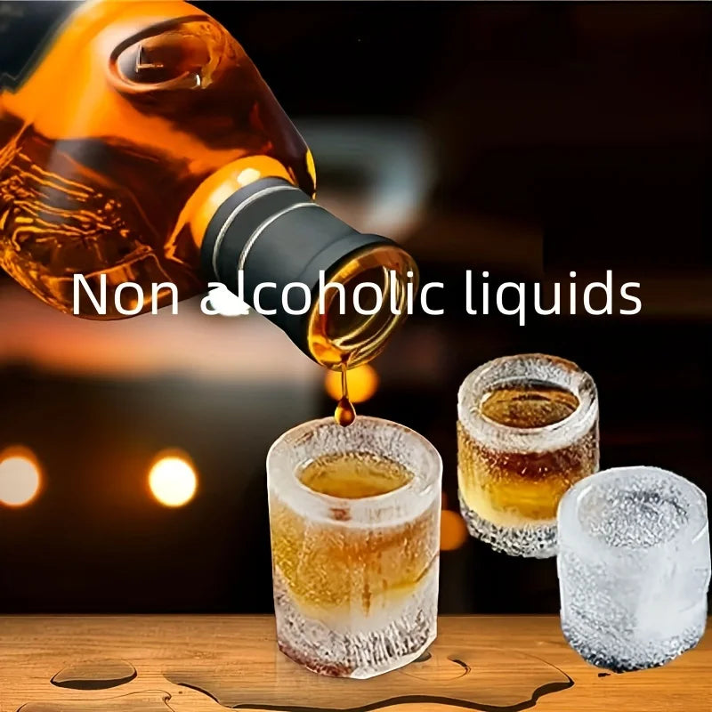 Silicone 4-Hole Ice Cube Mold – Round Press Ice Block Maker for Whiskey, Beer, and Bar Kitchen Use
