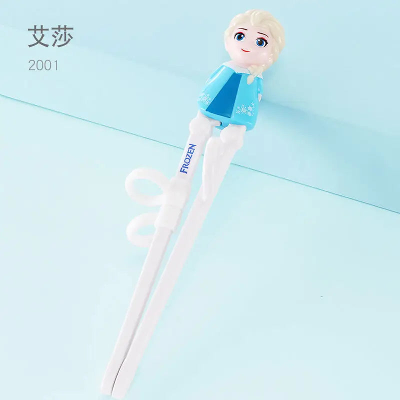 Disney Kids Tableware Set — Lightning McQueen, Mickey, Minnie, Stitch & Princess Elsa Training Chopsticks and Spoons