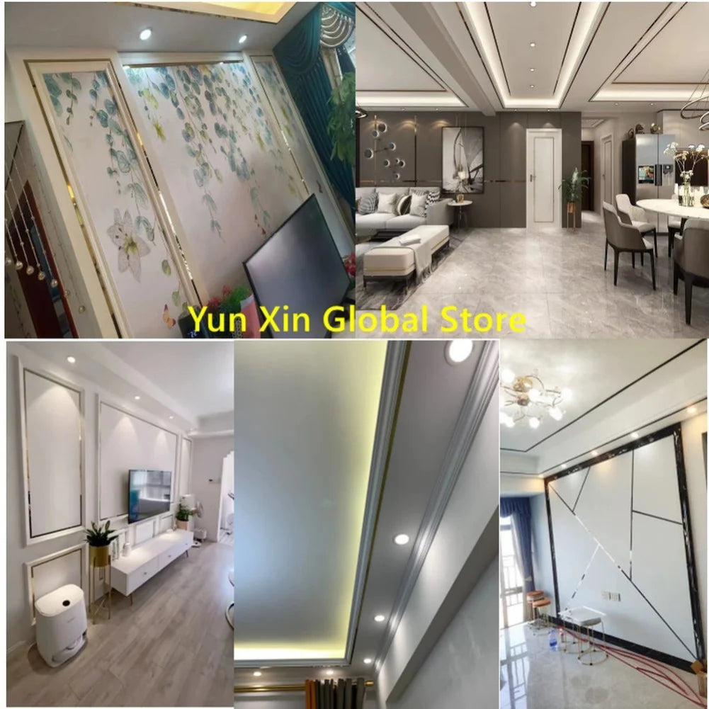 Gold Stainless Steel Wall Sticker – Decorative Flat Titanium Mirror Edge Strip for Living Room & Ceiling Decor