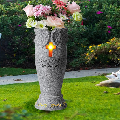 Cemetery Grave Flower Vase – Resin Funeral Flower Holder, Grave Marker Decoration, Memorial Gift for Loved Ones