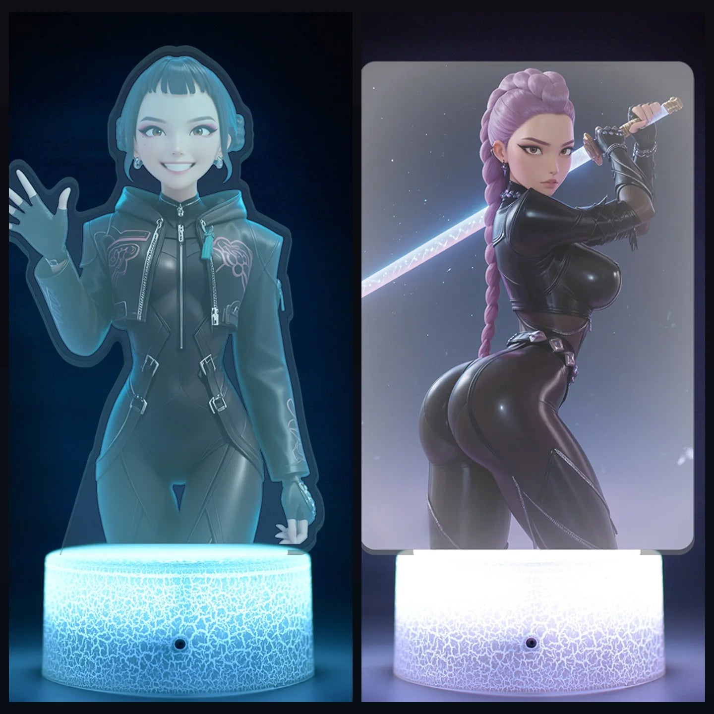 K-Pop Demon Hunters LED Night Light – Zoe, Mira, Rumi, Saja 16-Color Remote Control
