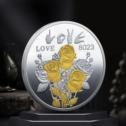 Valentine's Day Souvenir Rose Coin - ' I Love You ' Metal Commemorative Coin, Romantic Token Collection, Holiday Gift Coin