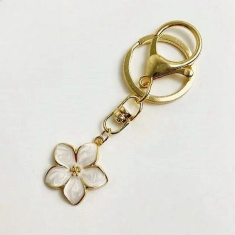 White Pear Blossom Keychain — Cute Couple Matching Keyrings & Boutique Accessories