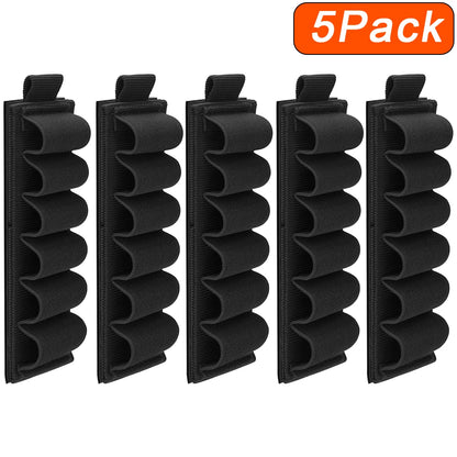 12 Gauge Shotgun Shell Holder - 6 Round Elastic Ammo Carrier with Hook & Loop Mount
