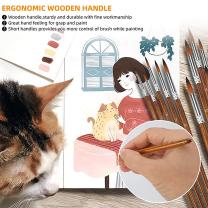 12-Piece Premium Artist Paint Brush Set – Durable Nylon Bristles for Acrylic, Watercolor, Oil & Body Painting