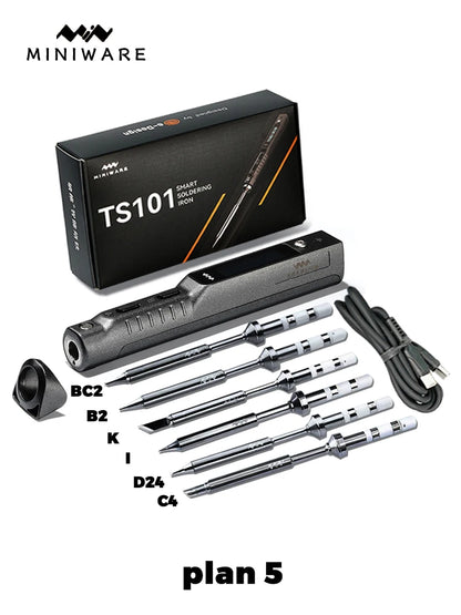 TS101 65W Mini Soldering Iron - Portable Adjustable Temperature LCD with Tip Set Upgrade