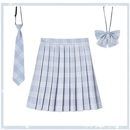 Women’s Plaid Pleated Skirt with Bowtie – XS-5XL Harajuku Preppy Mini Japanese School Uniform, Summer Kawaii Jupe