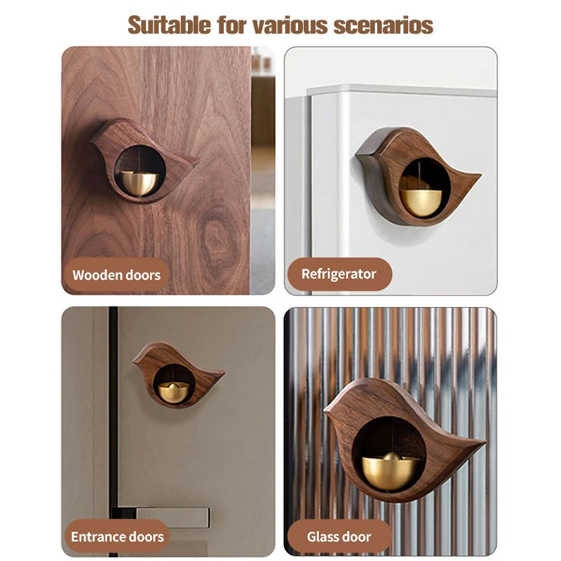 Wooden Landscape Door Bell – Magnetic Wind Chime for Home Entrance Alert & Decor