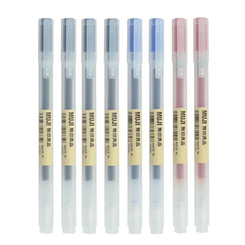 MUJI Gel Pen Set - 6/8PCS Fine Point Ink Pens 0.38mm/0.5mm Black Blue Red Office & School Stationery