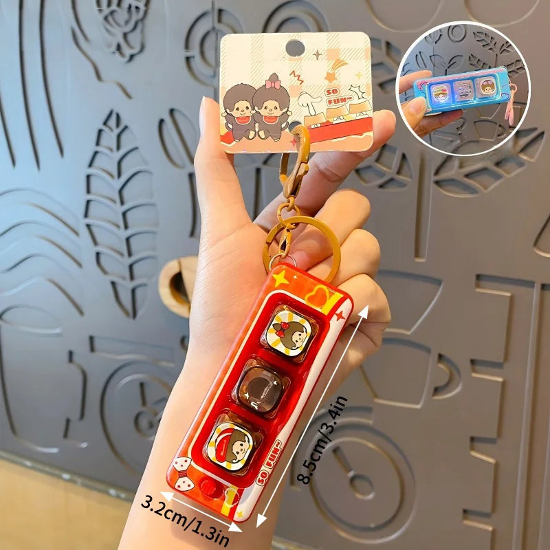 Monchhichi Keycap Clicker Keychain - Anti-Stress Fidget Toy, Cute Keyboard Key Cap and Squishy Bag Charm