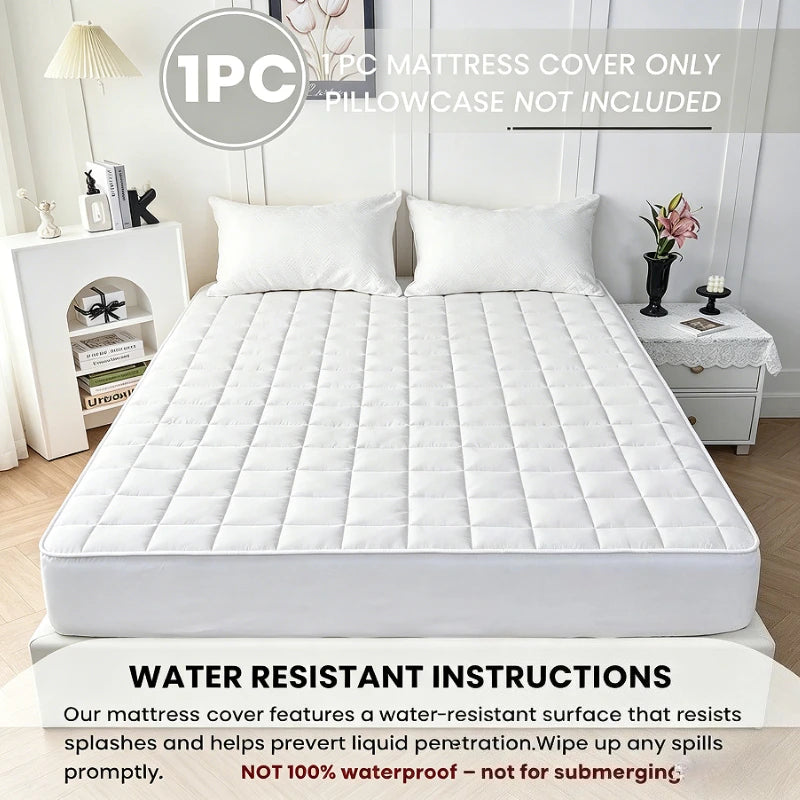 Quilted Waterproof Mattress Protector - Breathable Deep-Fitted Mattress Pad with Anti-Slip & Washable Cover