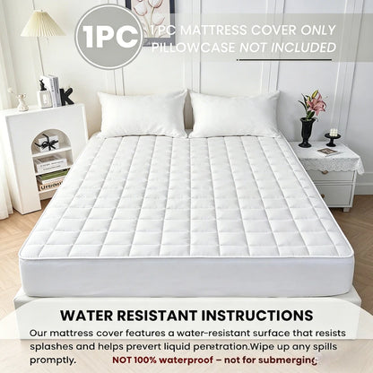 Quilted Waterproof Mattress Protector - Breathable Deep-Fitted Mattress Pad with Anti-Slip & Washable Cover