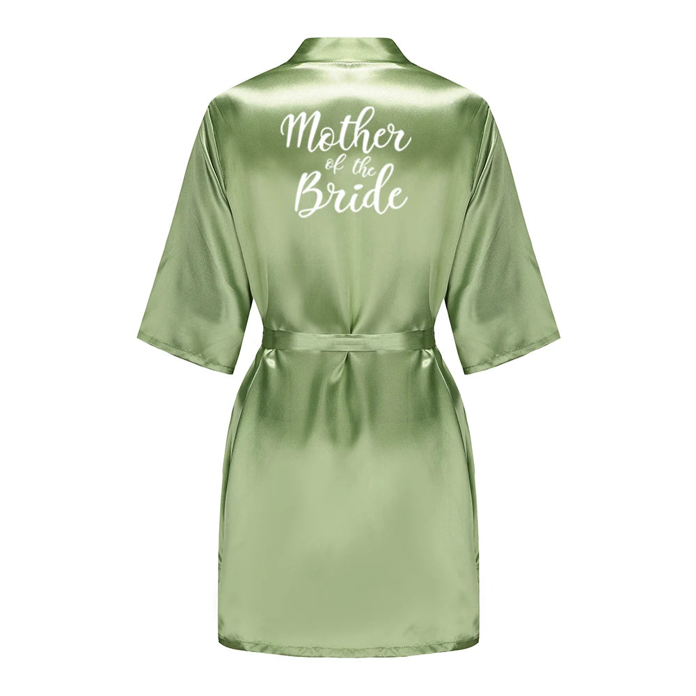 Plus Size Satin Silk Robe for Women - Wedding Bride Bridesmaid Bathrobe Sleepwear in Sage Green