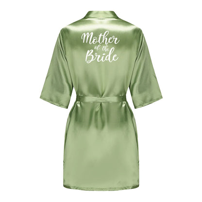 Plus Size Satin Silk Robe for Women - Wedding Bride Bridesmaid Bathrobe Sleepwear in Sage Green