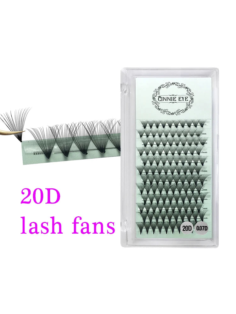 10D Premade Volume Eyelash Fans – Long Stem 3D-6D Pointy Base False Lash Clusters