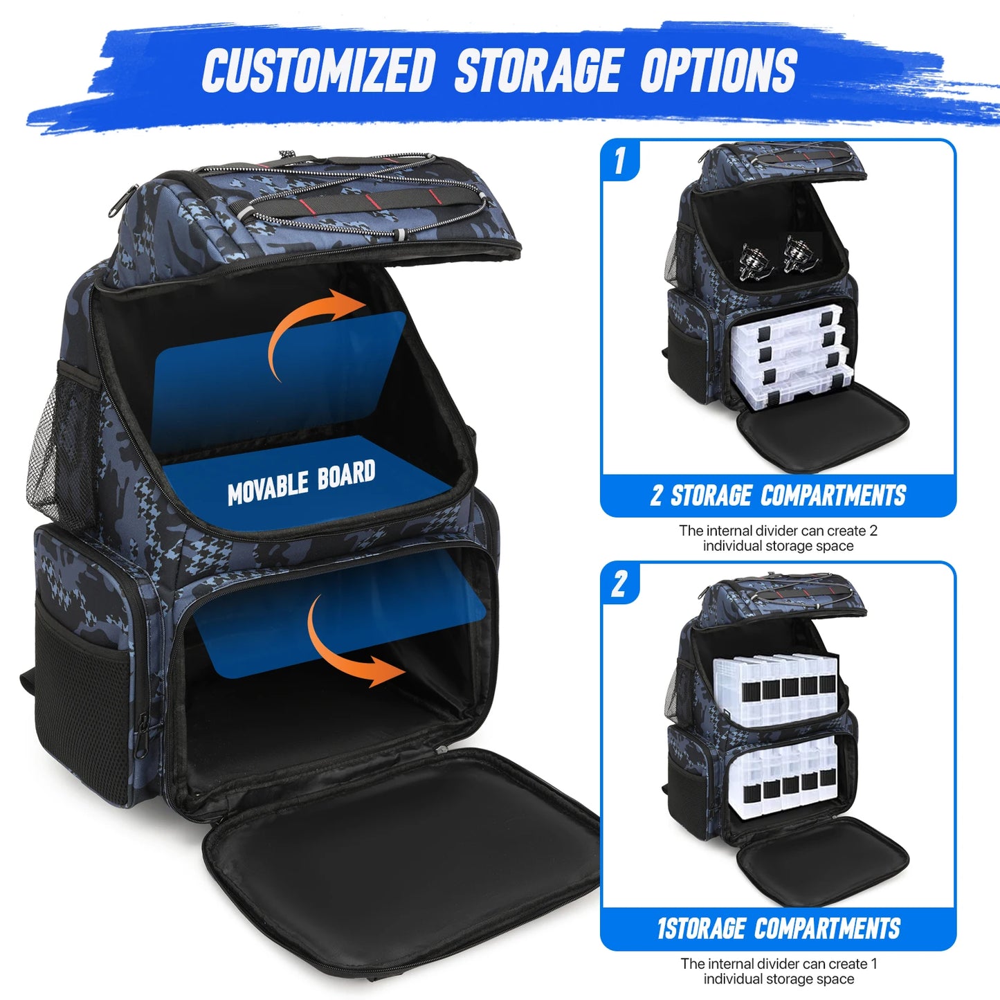 45L Fishing Backpack - Cooler Tackle Storage Bag with Rod Holders & Rain Cover for Camping, Hiking & Outdoor Fishing