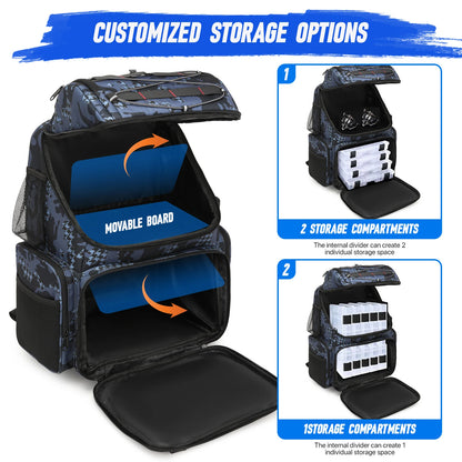 45L Fishing Backpack - Cooler Tackle Storage Bag with Rod Holders & Rain Cover for Camping, Hiking & Outdoor Fishing