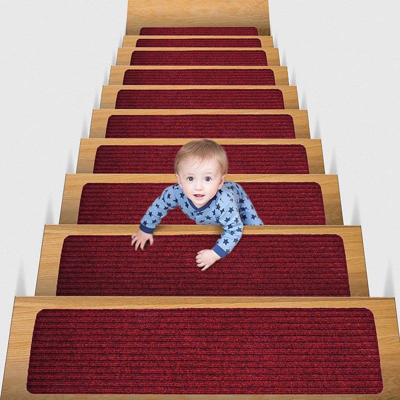 20x76cm Soft Stair Mat – Self-Adhesive Non-Slip Water Absorption Carpet Protector, Variety Pattern Rug for Stairs