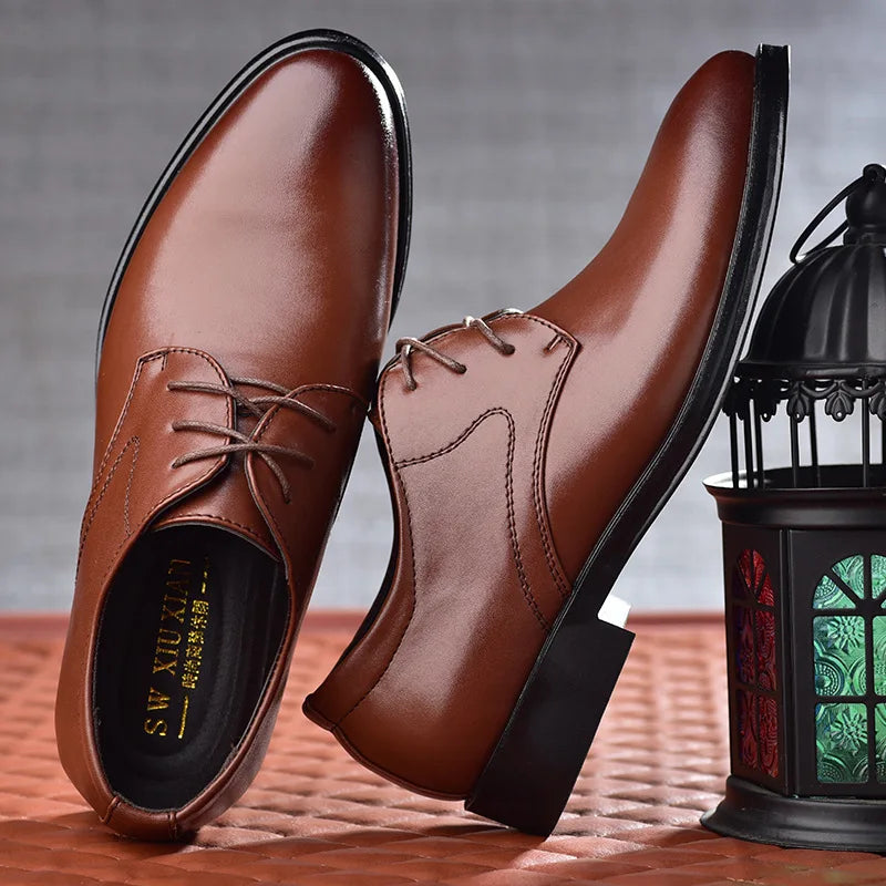 Men's Leather Derby Dress Shoes - Lace-Up Business & Wedding Shoes Size 38-48