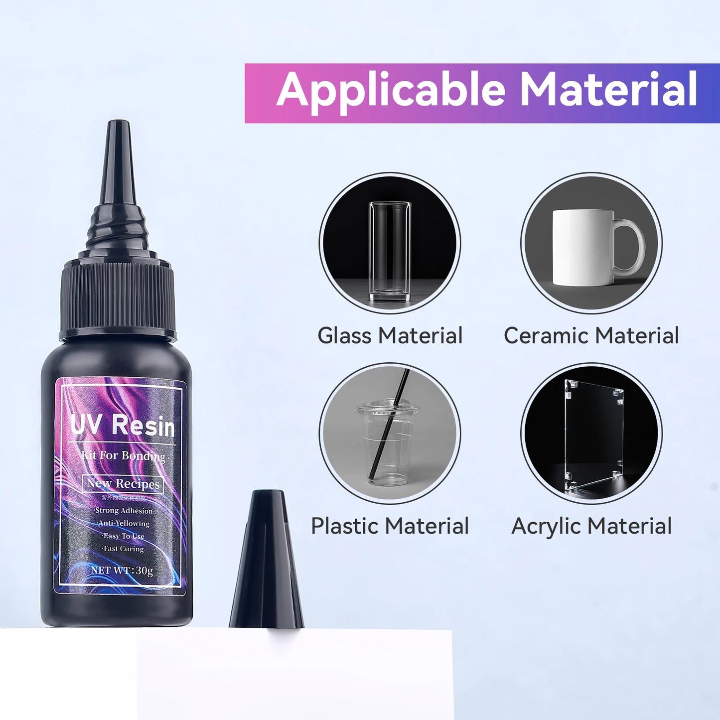 UV Epoxy Resin Glue 20g/30g/50g – High Transparency Fast Drying UV Curing Adhesive for Jewelry Making & DIY Crafts Decor
