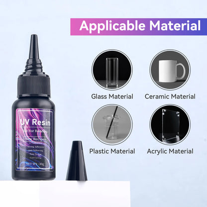 UV Epoxy Resin Glue 20g/30g/50g – High Transparency Fast Drying UV Curing Adhesive for Jewelry Making & DIY Crafts Decor