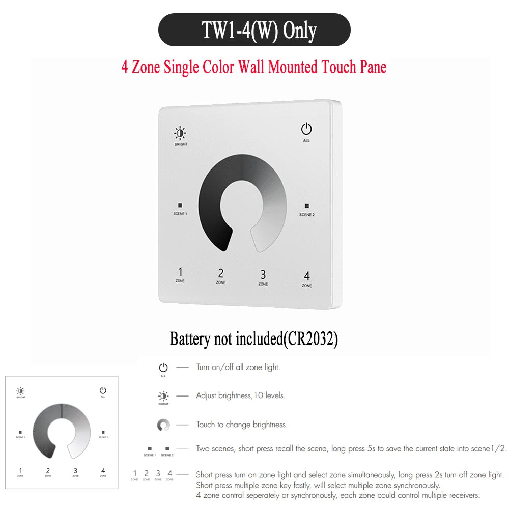 CENFAYA ZigBee & RF 2CH LED Controller - Smart DC 12V/24V Dimmer for CCT LED Strips with Remote Control