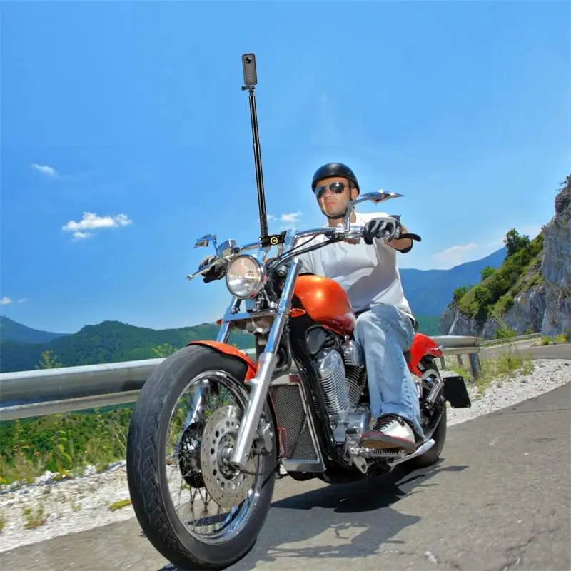Motorcycle & Bicycle Selfie Stick Monopod – Handlebar Mount Bracket for Insta360 X5/X3/X4, GoPro Hero 8–13, DJI Accessories