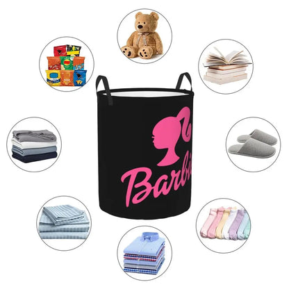 Custom Barbie Logo Laundry Basket – Collapsible Large Capacity Clothes Storage Bin, Disney Baby Hamper