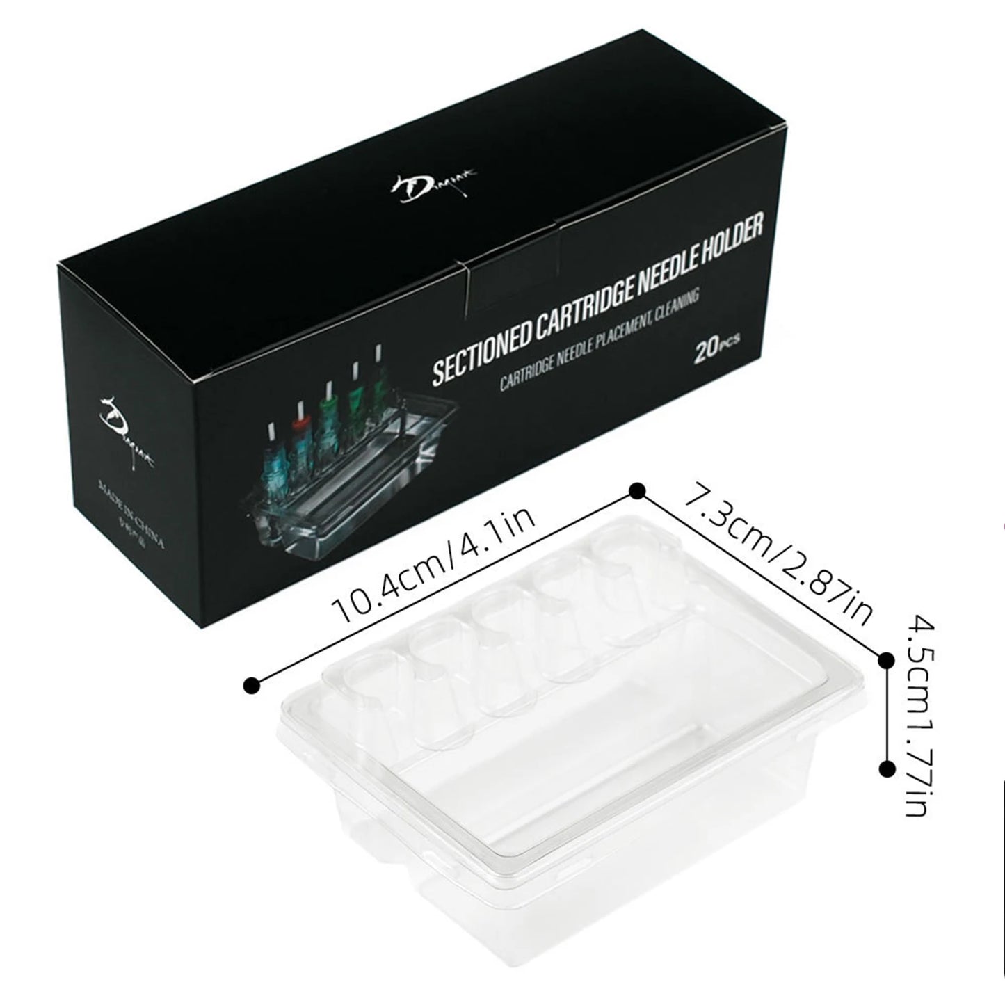 20PCS Tattoo Cartridge Needle Holders — Transparent Disposable Trays for Cleaning & Working Cups