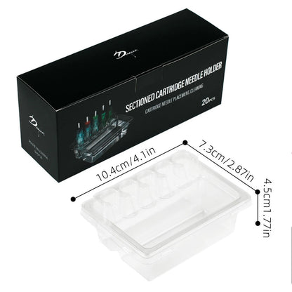 20PCS Tattoo Cartridge Needle Holders — Transparent Disposable Trays for Cleaning & Working Cups