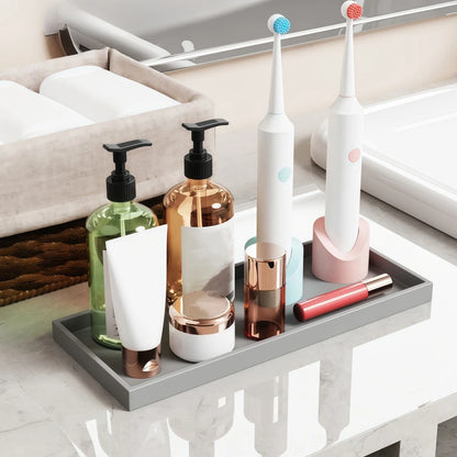 Silicone Bathroom Counter Tray – Vanity Organizer for Soap, Dispensers & Dressing Table Storage