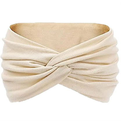 Wide Solid Color Turban Headband – Non-Slip Yoga, Running & Casual Hair Accessory