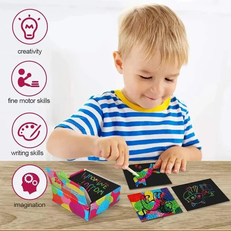 Dazzling Scratch Painting Kit – Parent-Child Interactive Handmade Art & Note Cards