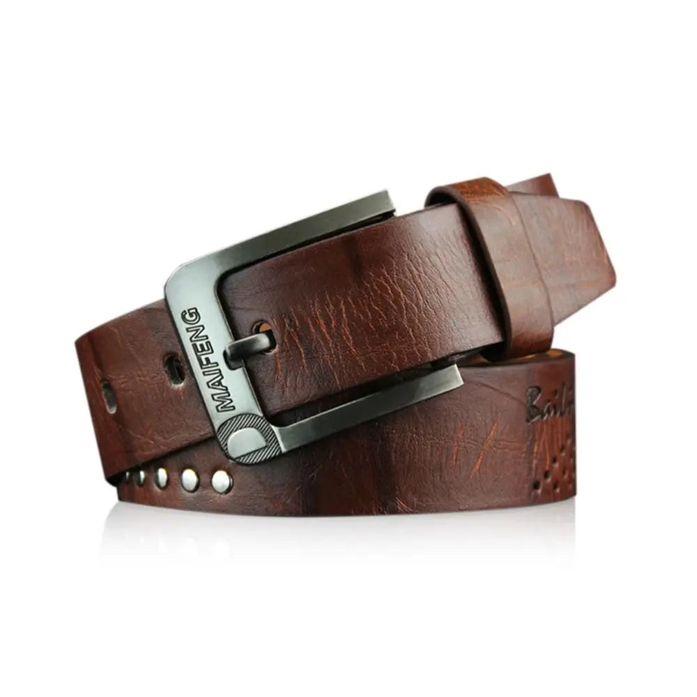 Simple Leather Men's Belt – Luxury Classic Buckle, High-Quality Alloy Vintage Cowboy Waistband for Business & Casual Use
